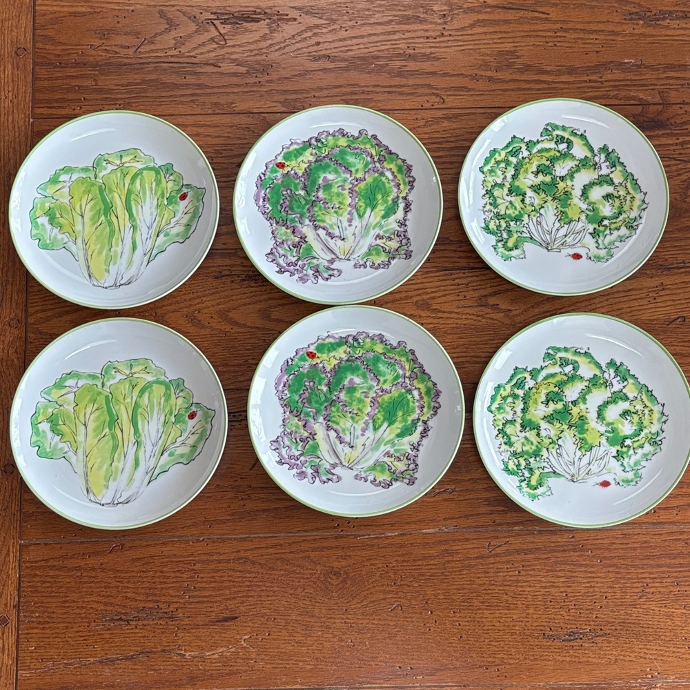 Laitue Taste Setter by Sigma 7.5” Lettuce Salad Plates Ladybug 321 Set of 6 VTG